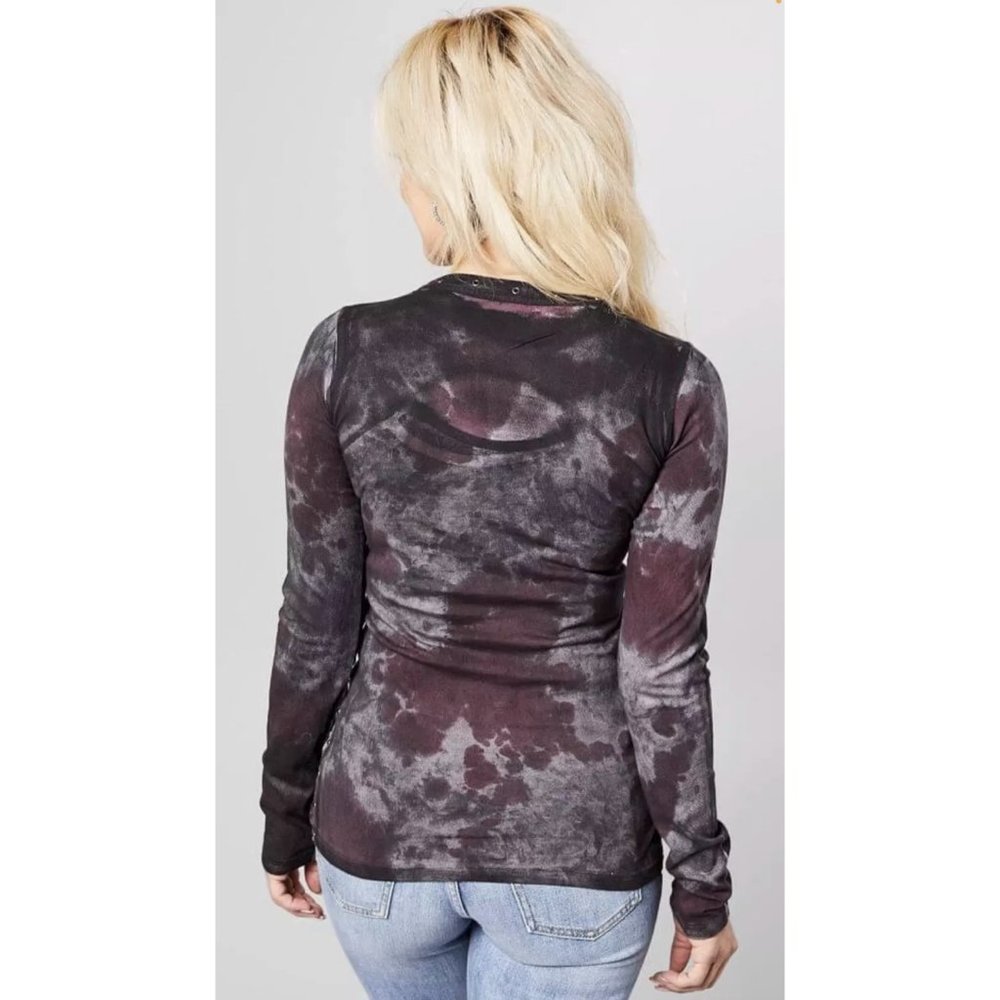 AFFLICTION Women's T-Shirt L/S CYPRESS Tee Biker - Picture 3 of 12